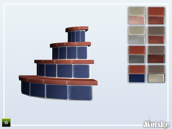 Sims 4 — Stairs Add-on Tidy Tiled 4 steps Round by Mutske — This stair is part of the StairsAddOn set. Round side for the