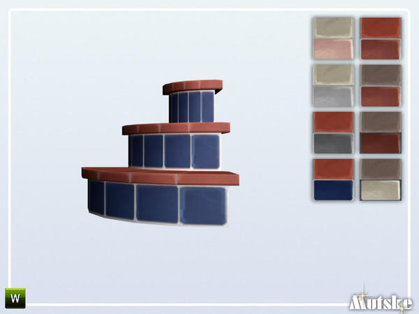 Sims 4 — Stairs Add-on Tidy Tiled 3 steps Round by Mutske — This stair is part of the StairsAddOn set. Round side for the