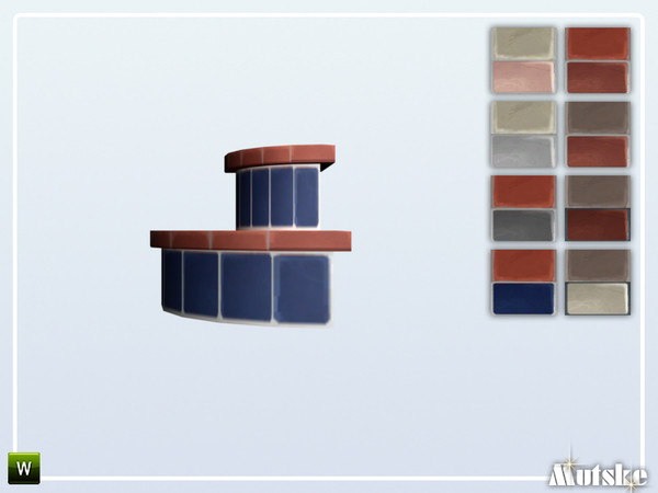 Sims 4 — Stairs Add-on Tidy Tiled 2 steps Round by Mutske — This stair is part of the StairsAddOn set. Round side for the