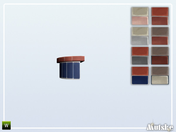 Sims 4 — Stairs Add-on Tidy Tiled 1 step Round by Mutske — This stair is part of the StairsAddOn set. Round side for the