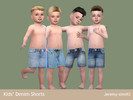 Sims 4 — Kids' Denim Short by jeremy-sims92 — 4 swatches/ mesh by EA. - Male and Female Hairs by naevyssims, Simiracle