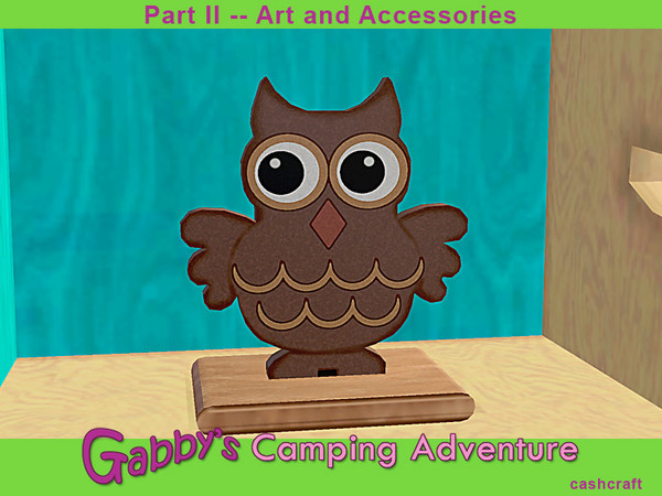 Sims 3 — Gabby's Camping Adventure Owl Clutter by Cashcraft — Woodland owl statue clutter, which is handpainted and