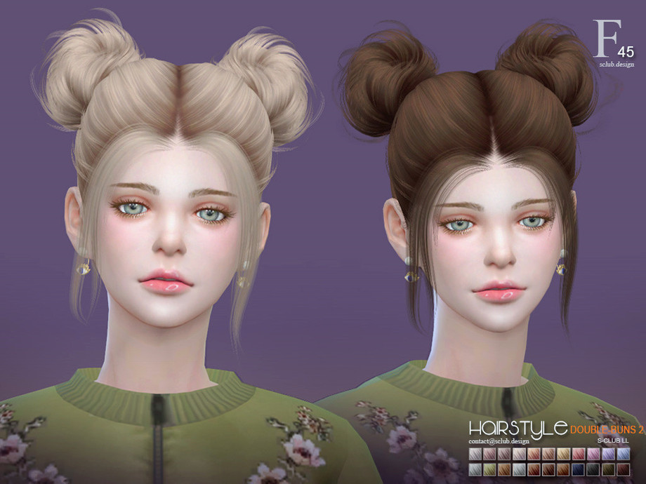 The Sims Resource Sclub Ts4 Hair Double Buns2 N45