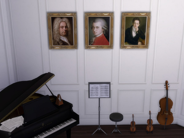Sims 4 — Great Early Western Composers Portraits by wtrshpdwn — Portraits of the great early western composers in a