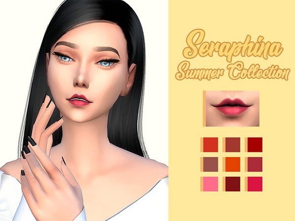 Sims 4 — Summer Collection v1 by SeraphinaS — Seraphina's First Matte lipstick collection, version 1. Comes complete with