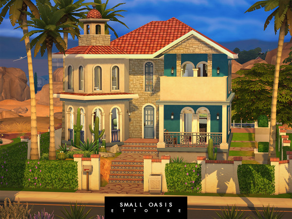 Sims 4 — Small Oasis by Ettoire — A small, luxurious, base game house in Oasis Springs for your affluent, small, sim