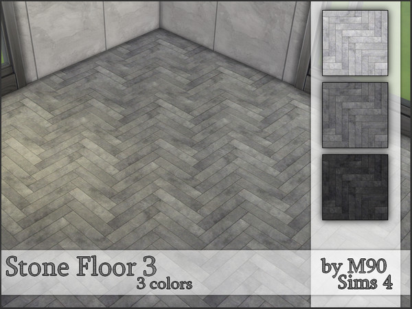 Sims 4 — M90 Stone Floor 3 by Mircia90 — Stone floor in 3 shades of gray. 