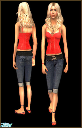 Sims 2 — Devastare Spring 2007 - Roses by DDCItalia — A summer outfit with vibrant and vivacious red paired with rich