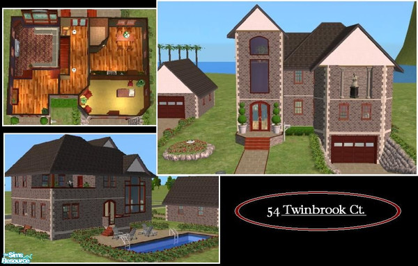 Sims 2 — 54 Twinbrook Ct. by tamlfra — this home features: easy, no work, fully landscaped yard; several vaulted