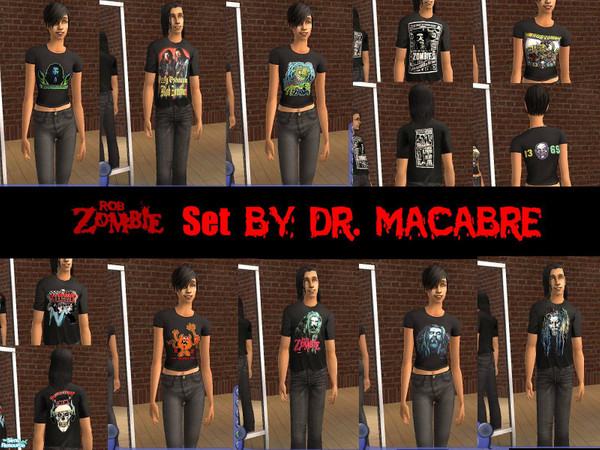 Sims 2 — Rob Zombie Shirt Set by Dr. Macabre — That's right I am back on the tshirts, because I just had to do this set.