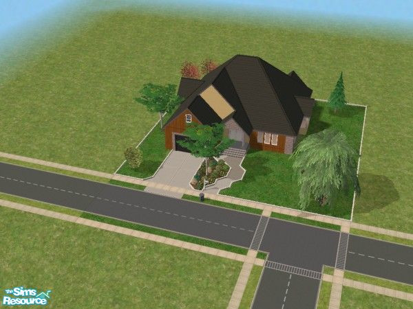 Sims 2 — Inspiration by heyboss — Exterior Cottage charm with garage and landscaped garden