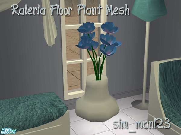 Sims 2 — Raleria Living Room - Floor Plant by sim_man123 — Blue and white tall floor plant from my Raleria Living Room.