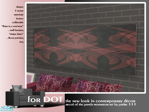 Sims 2 — For DOT - Flairs in a Nor' West by Padre — Wall Hanging. Homage to my ring bearer, DOT here at TSR. A pink