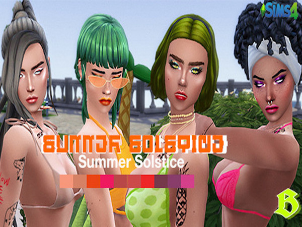 Sims 4 — Summer Solstice Lipstick Kit by ImBreaching — This Lipstick swatches in TEN colors! Shown above Will look either
