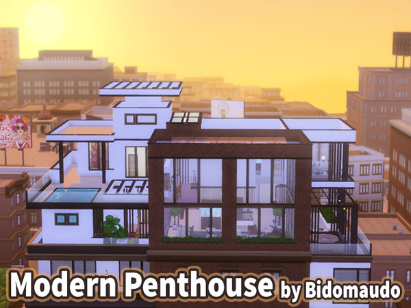Sims 4 — Modern Penthouse by Bidomaudo — This Modern Penthouse for a family living their life in the city, features 3