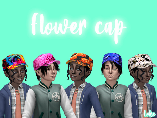 Sims 4 — Flowers cap by LokeArtemis — Caps with flowers patters to kid, boys and girls.