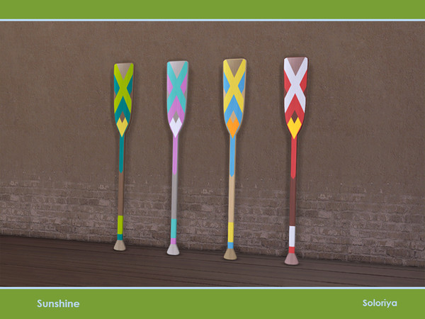 Sims 4 — Sunshine. Oar by soloriya — Colorful wooden decorative oar. Part of Sunshine set. Has 4 color variations.