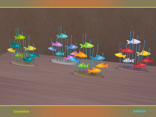 Sims 4 — Sunshine Decor. Seven Fish by soloriya — Seven fish in one mesh. Part of Sunshine Decor set. 4 color variations.
