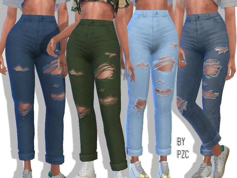 The Sims Resource High Waisted Ripped Boyfriend Jeans