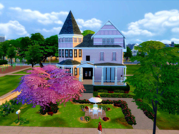 Sims 4 — Pink Family House by GabyLiera — Big house for a little family. Perfect for single Sims too. 