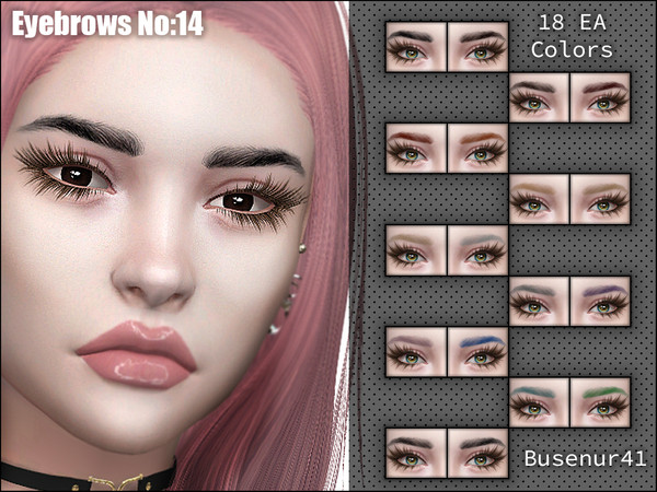 Sims 4 — [Busenur41] Eyebrows N14 by busenur41 — 18 swatches Eyebrows match with hairs (base EA Colors) HQ Texture