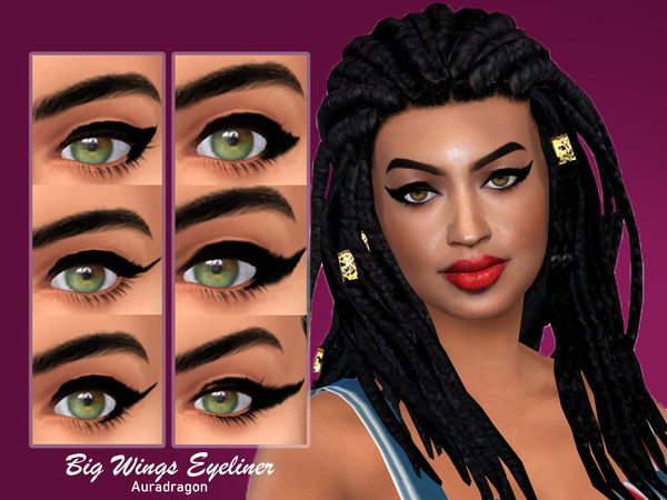 Sims 4 — Big Wings Eyeliner by Auradragon — Looking for eyeliner with wings so big you can fly away? Well here's 6