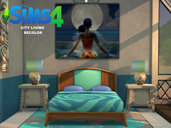 Sims 4 — the sims 4 - city living recolor- mermaid in the moonlight by flubs2 — this is a lovely and colorful painting