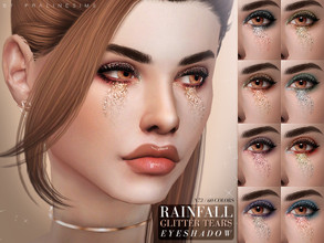 Sims 4 — RAINFALL Glitter Tears Eyeshadow N73 by Pralinesims — Glitter tears eyeshadow in 30 colors, reflects in the