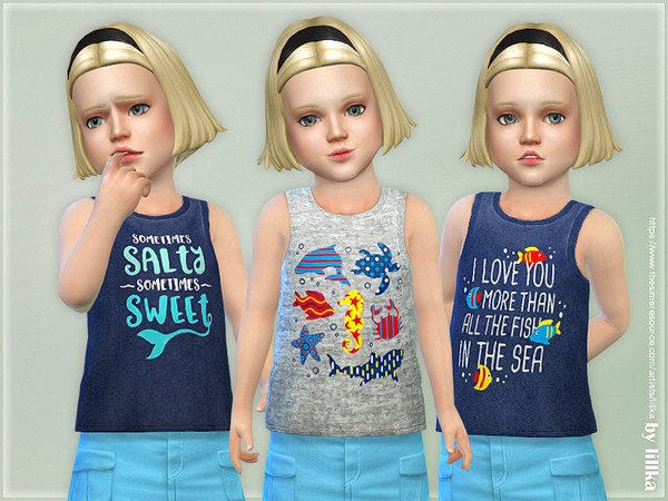 Sims 4 — Toddler Girl Tank Top 01  [NEEDS TODDLER STUFF] by lillka — Toddler Girl Tank Top 01 3 styles YOU NEED the