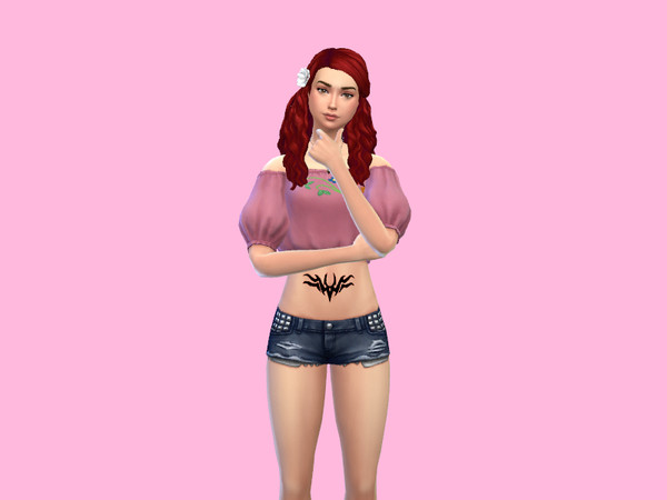 Sims 4 — Simple Belly Tattoo by Sunnny_Loui — Just a simple black belly tattoo Enjoy! Join my