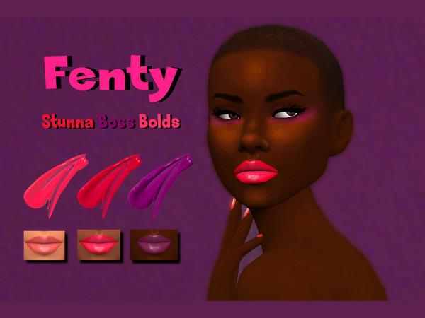 Sims 4 — Fenty Stunna Boss Bolds by Infinity5ims — Vibrant, bold ,and bright cream lipsticks for your sims to rock that