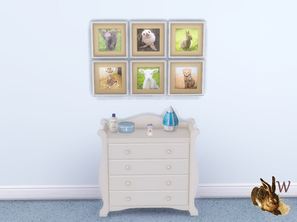 Sims 4 — So Fluffy! Baby Animal Prints by wtrshpdwn — Cute little fluffy animal prints in a white frame, perfect for your