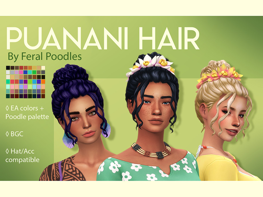 Image of Bun with Flowers Sims 4 hairstyle