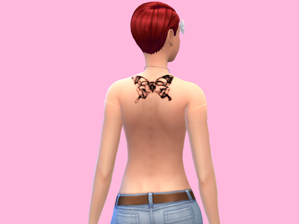 Sims 4 — Back Butterfly 1 by Sunnny_Loui — Butterfly/Skull upper back tattoo Enjoy! Join my
