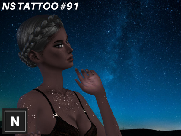 Sims 4 — NS Tattoo #91 - SET STARSTRUCK by networksims — A tattoo set of a field of white stars. Please make sure laptop