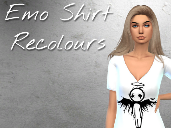 Sims 4 — Emo Shirt Recolours by sae3005 — Base Game shirt recolours in an 'emo' style.