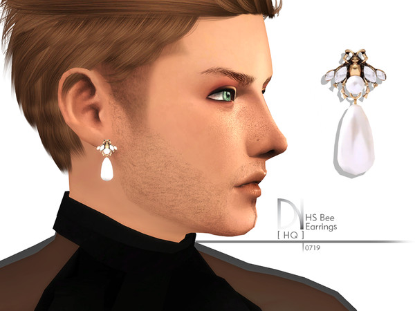 Sims 4 — HS Bee Earrings [Right] by DarkNighTt — HS Bee Earrings [Right] Have 1 color. HQ mod compatible. Hope you enjoy!