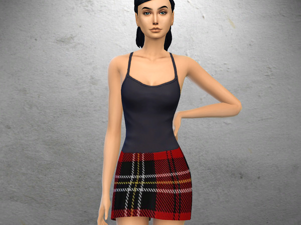 Sims 4 — Emo Skirt (Basegame Recolour) by sae3005 — Tartan skirt re-colour, mesh is base game.