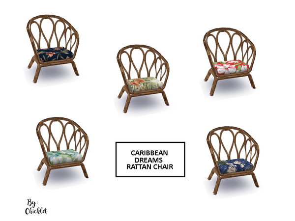 Sims 4 — Caribbean Dreams Rattan Chair by Chicklet — White sandy beaches, sand between your toes, sunsets worthy of a