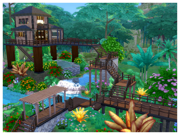 Sims 4 — Jungle Tree house by Mini_Simmer — This lot offers a tree house in the middle of the jungle surrounded by