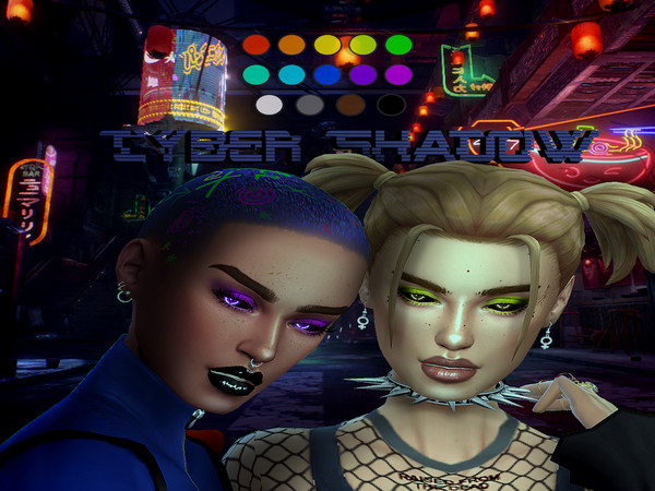 Sims 4 — Cyber Eyeshadow by ImBreaching — 14 swatches all occult disabled for random