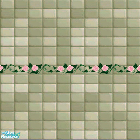 Sims 2 — leslie_bathroom tile 6 by peepers42 — olive and roses