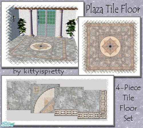 Sims 2 — Plaza Tile Floor Set by kittyispretty69 — A beautiful four piece marbled tile floor set that can be arranged in