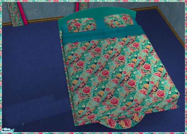 Sims 2 — Turquoise Flower - Bedding by TSR Archive — Bedding..