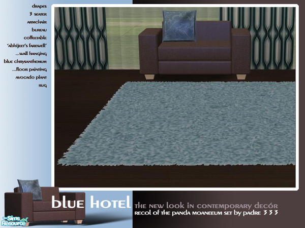 Sims 2 — Blue Hotel - Rug by Padre — A new contemporary colour scheme for the Panda Moaneeum set. Browns and blues create