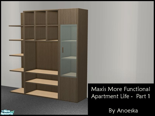 Sims 2 — MMF - AL part 1 - Cabinet Recolor Wood by AnoeskaB — Wood recolor of the Apartment Life TV cabinet. This recolor