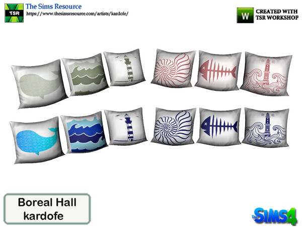 Sims 4 — kardofe_Boreal Hall_Cushions by kardofe — Set of three cushions, to put on the sofa, without the need for