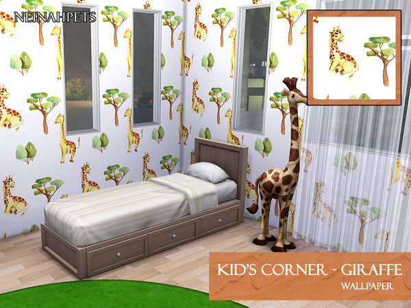 Sims 4 — Kid's Corner - Giraffe Wallpaper by neinahpets — 2 Designs of watercolor wallpaper with giraffes.