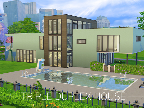 Sims 4 — TRIPLE DUPLEX HOUSE by gbs041472 — [4 bedrooms, 4 bathroom] It's not a normal duplex house. it's a triple