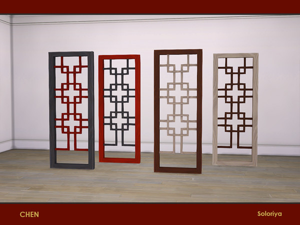 Sims 4 — Chen. Screen by soloriya — Decorative asian screen. Part of Chen set. 4 color variations. Category: Decorative -